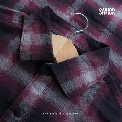 Maroon Gradient - Double Pocket Full Sleeve Check Shirt_img_1