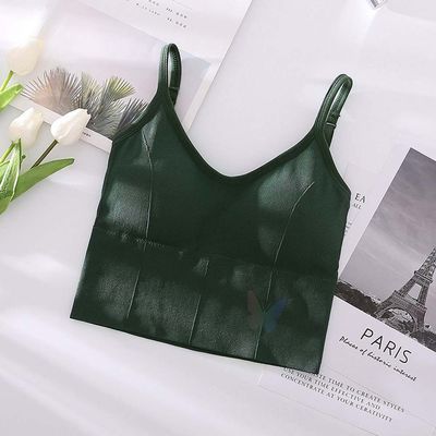 New Ladies Tube Tops Sexy Crop Top Knitted Underwear Backless Camisoles Sports Bra Female Brassiere Tops With Built in Bras_img_4