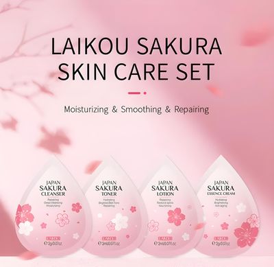 LAIKOU Sakura Skincare Set 4pcs (Face Cleanser /Toner/ Lotion/ Face Cream)-2gm_img_0