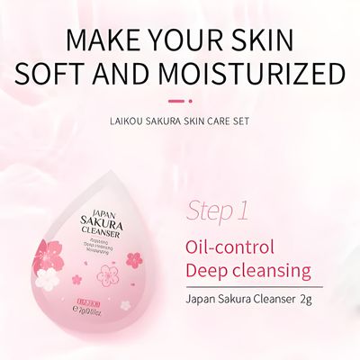 LAIKOU Sakura Skincare Set 4pcs (Face Cleanser /Toner/ Lotion/ Face Cream)-2gm_img_1
