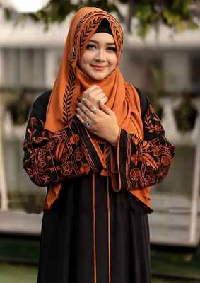 New Exclusive Trendy Borka with Embroidered Hijab – Dubai Cherry Fabric_img_1