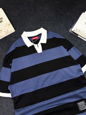 𝗨𝗻𝗶𝘃𝗲𝗿𝘀𝗶𝘁𝘆 𝗦𝘁𝗿𝗶𝗽𝗲 𝐏𝐎𝐋𝐎 𝐓-𝐒𝐡𝐢𝐫𝐭 (Black-Blue)_img_1