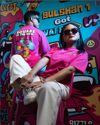 Waffle Up Large Character Printed Unisex Oversized Drop Shoulder Graphic Tees in Pink | Waffle Up X NEED SUPPLY_img_17