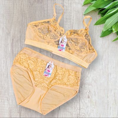 Non Padded Full Cup Non Wired Bra & Pantie Set_img_3