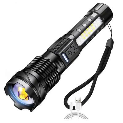 LED Powerful 2600mAh Flashlight Type-c Rechargeable Zoomable Torch Waterproof Camping Hunting Lantern_img_0