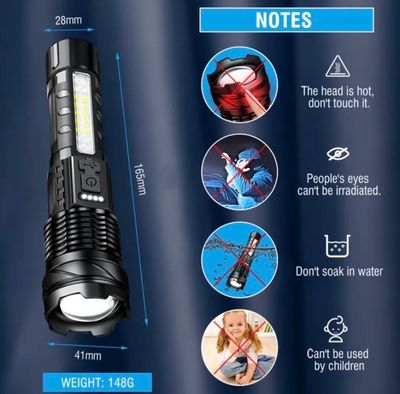 LED Powerful 2600mAh Flashlight Type-c Rechargeable Zoomable Torch Waterproof Camping Hunting Lantern_img_1