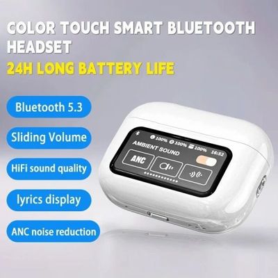 Airpods A9 Pro Earbuds TWS In-Ear Earbuds ANC/ENC Wireless Earphones LED Touch Screen Display Noise Cancelling LED Alarm Clock_img_8