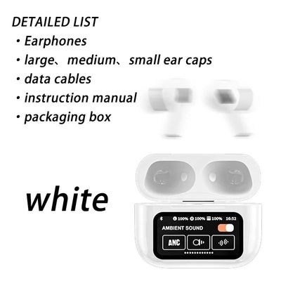Airpods A9 Pro Earbuds TWS In-Ear Earbuds ANC/ENC Wireless Earphones LED Touch Screen Display Noise Cancelling LED Alarm Clock_img_9