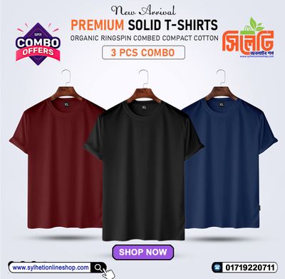 3 pcs Premium Solid T-Shirt Combo Offer_img_1