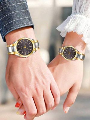 Stylish & Fashionable Stainless Steel Analog Wrist Watch Men & Women Couple Set_img_4