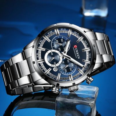Curren 8355 Gents Chain Watch- Blue Dial- Silver Bezel- Silver Chain- TF Code CR360CM_img_3