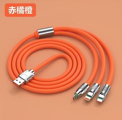 Original  3-In-1  120W 6A Super Fast Charging Cable Liquid Silicone Fast Charging Data Cable For Micro USB Type-C Iphone With Indication Light_img_0