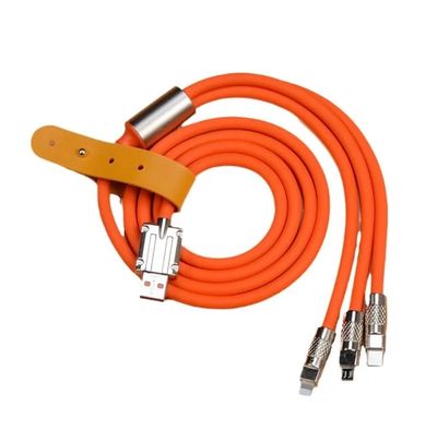 Original  3-In-1  120W 6A Super Fast Charging Cable Liquid Silicone Fast Charging Data Cable For Micro USB Type-C Iphone With Indication Light_img_1