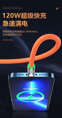 Original  3-In-1  120W 6A Super Fast Charging Cable Liquid Silicone Fast Charging Data Cable For Micro USB Type-C Iphone With Indication Light_img_10