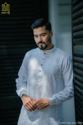 Exclusive White Panjabi with Sophisticated Double Strap_img_1