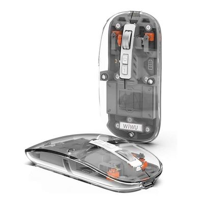 Trendy Hot Selling WIWU Crystal Transparent Wireless Mouse- Gray Color Inside_img_2