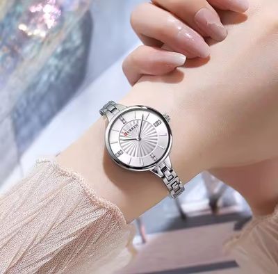 Curren 9097 Ladies Chain Watch- Silver Dial- Silver Bezel- Silver Chain- TF Code CR897CF_img_1