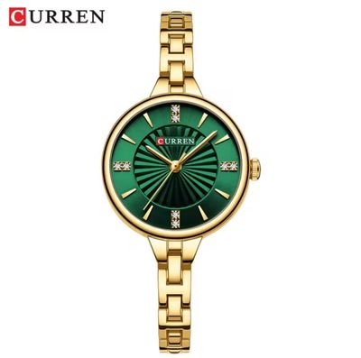 Curren 9097 Ladies Chain Watch- Green Dial- Golden Bezel- Golden Chain- TF Code CR924CF_img_0