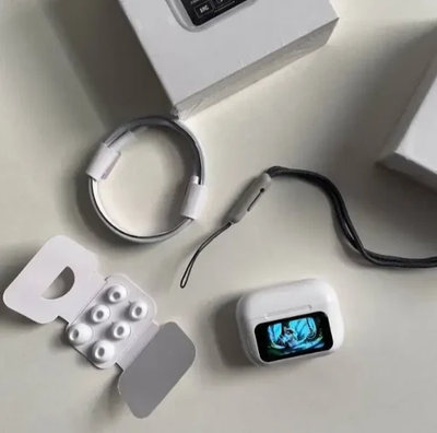 Airpods A9 Pro Earbuds TWS In-Ear Earbuds ANC/ENC Wireless Earphones LED Touch Screen Display Noise Cancelling LED Alarm Clock_img_1