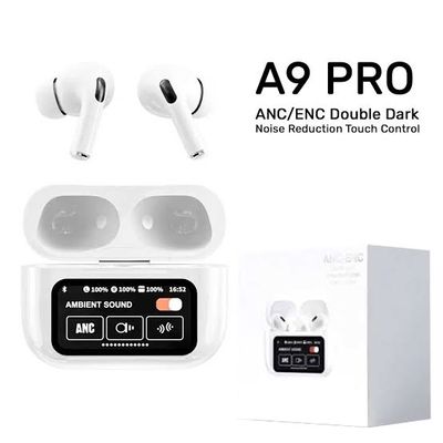 Airpods A9 Pro Earbuds TWS In-Ear Earbuds ANC/ENC Wireless Earphones LED Touch Screen Display Noise Cancelling LED Alarm Clock_img_5
