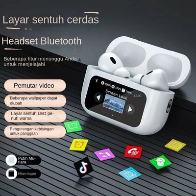 Airpods A9 Pro Earbuds TWS In-Ear Earbuds ANC/ENC Wireless Earphones LED Touch Screen Display Noise Cancelling LED Alarm Clock_img_7