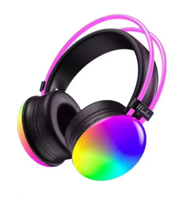 Stereo Rainbow LED Light Wireless Headset Professional Noise Reduction Headphone Noise-cancelling Over-Ear Earphone_img_0