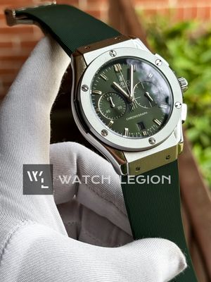 HUBLOT CLASSIC FUSION SILVER CASE GREEN BELT GREEN DIAL_img_0