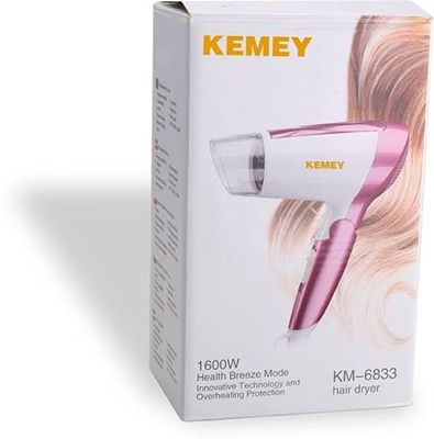 Kemey KM-6833 / KM-3365 / KM-6831 2 in 1 Electric Foldable Hair Dryer – Professional Hot & Cold Wind Blow Dryer for Home Use_img_0