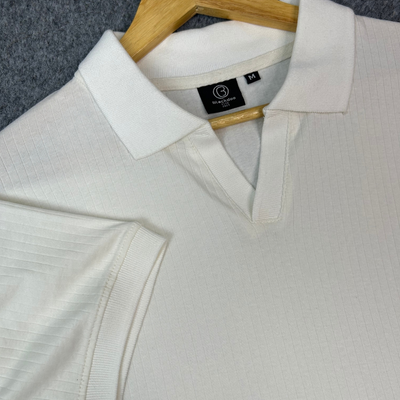 Old Money Men’s Polo – Ribbed Cotton Knit | Off White_img_2