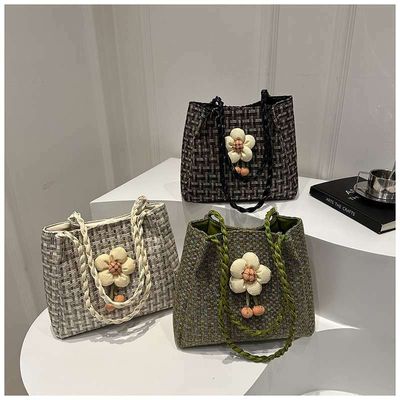 Floral Fashion Sunflower BagMaterial: Knitted FabricColor: 🖤Black,🤍White💚Lite GreenNew Experience of Sunflower Bag_img_0