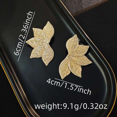 Fashion metal Leaf stud earrings_img_0