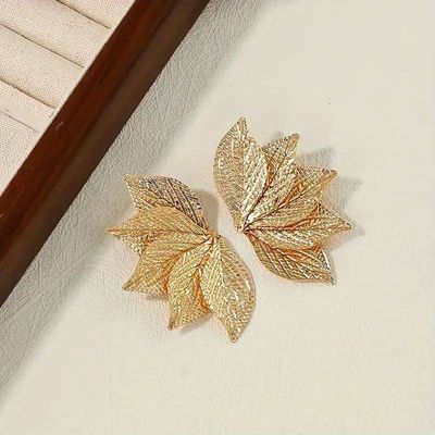 Fashion metal Leaf stud earrings_img_2