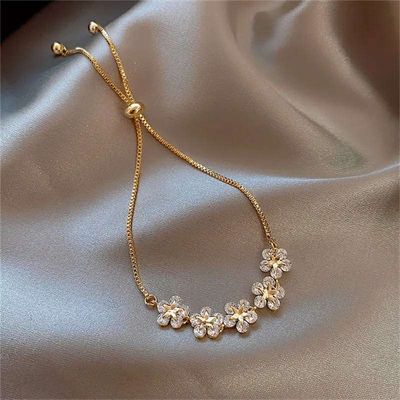Gold colour Flower charm bracelet Orginal A grade_img_1