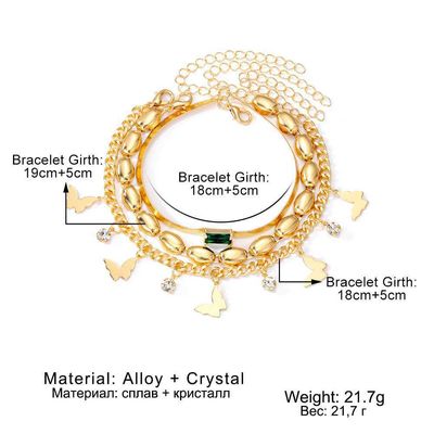 Cross border green diamond double-layer alloy bracelet_img_1
