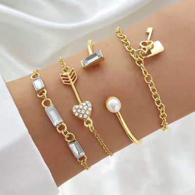Cross border source alloy key lock pendant bracelet_img_0