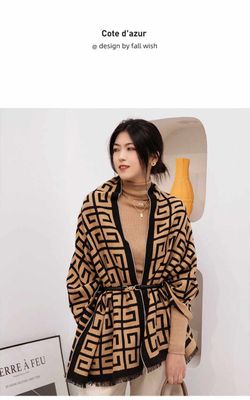 Circular Maze Imitation Cashmere Shawl Available in stock Material: cashmere , wool, CottonSize: length: 185; width : 65_img_0
