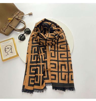 Circular Maze Imitation Cashmere Shawl Available in stock Material: cashmere , wool, CottonSize: length: 185; width : 65_img_1