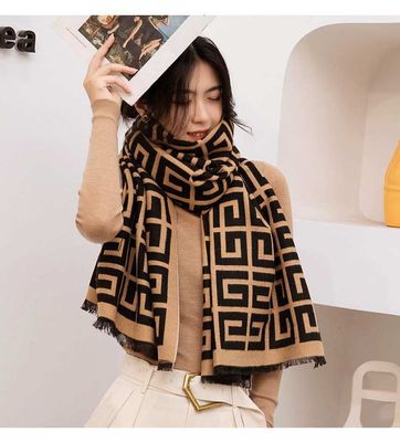 Circular Maze Imitation Cashmere Shawl Available in stock Material: cashmere , wool, CottonSize: length: 185; width : 65_img_2