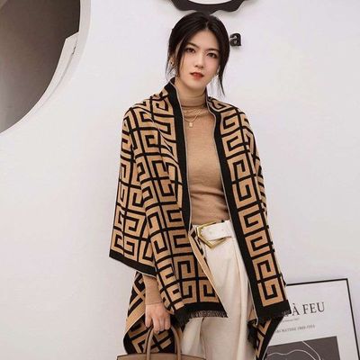 Circular Maze Imitation Cashmere Shawl Available in stock Material: cashmere , wool, CottonSize: length: 185; width : 65_img_3