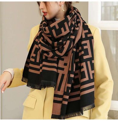 ET letter double-sided warm  cashmere scarf Available in stock Material: Cashmere Size: length: 190 width : 60_img_1