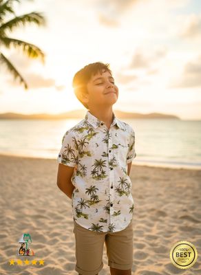 Summer Hawaiian Shirt for Boys | White Blue Cream Color_img_0