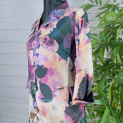 Women's Floral Print Longline Tunic with Black Pants_img_3