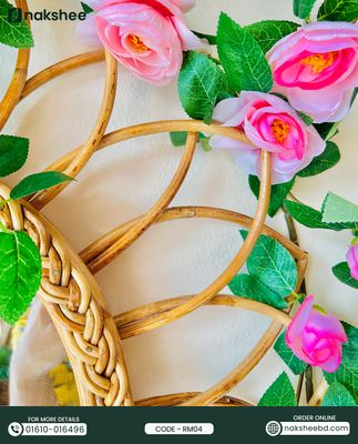 Rattan Mirror (RM04) + Rose vine flower_img_1