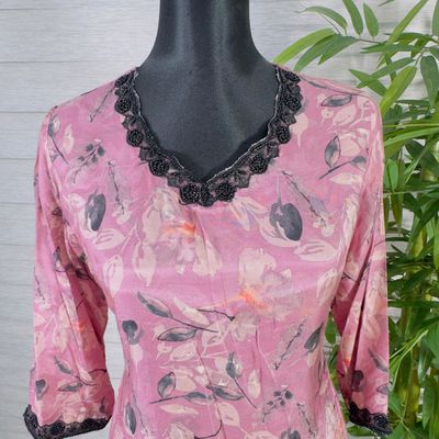 Women's Floral Print Longline Tunic with Black Pants_img_2