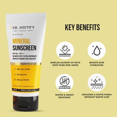 Dr. Sheth's Mineral Sunscreen SPF 50 PA+++ | Water Proof Sunscreen |-(50g)_img_1