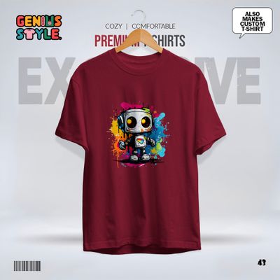 Premium Robot Illustration Drop Shoulder T-shirt - 43_img_2