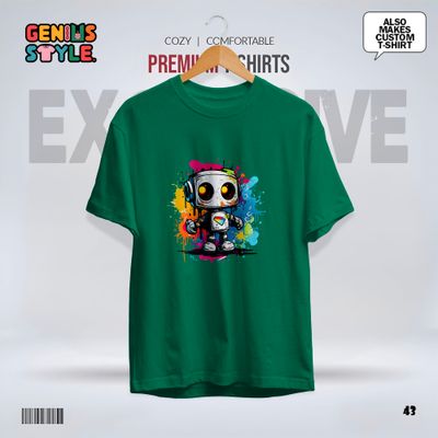 Premium Robot Illustration Drop Shoulder T-shirt - 43_img_3