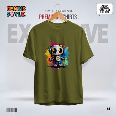 Premium Robot Illustration Drop Shoulder T-shirt - 43_img_4