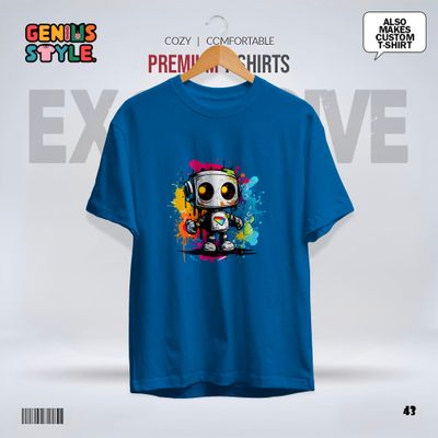 Premium Robot Illustration Drop Shoulder T-shirt - 43_img_5