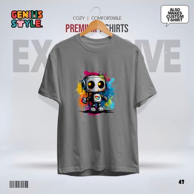 Premium Robot Illustration Drop Shoulder T-shirt - 43_img_6